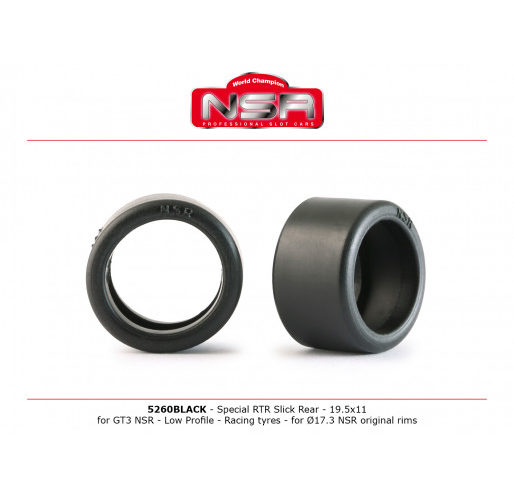 NSR 5260 BLACK Special RTR Slick Rear for GT3 NSR - 19.5x11 - Low Profile - Racing tyres (4 pcs)