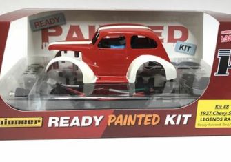 Pioneer Legends Racer ’37 Chevy Sedan Kit – Ready Painted Red/White.