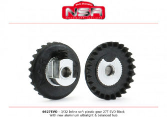 NSR 6327EVO 3/32 Plastic Gear – 27 Teeth – Inline – Aluminum Hub – Ultralight & Balanced Hub